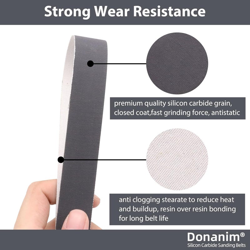 Donanim 24 Pack 1x30 Sanding Belts for Knife Sharpening, Silicon Carbide 1 x 30 Sanding Belts 120 240 400 600 800 1000 Assorted Grits for 1 x 30 Belt Sander, 1 x 30 Inch Sanding Belts for Metal Working - Image 4